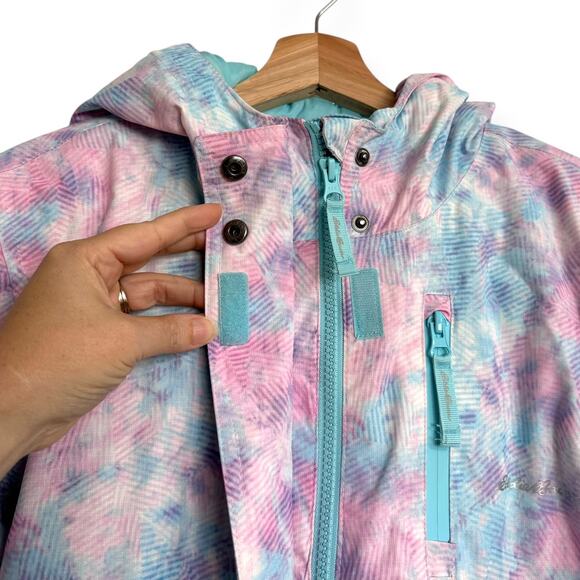 Eddie Bauer Water Color Insulated Hooded Parka Coat Girl's Size XL 16 - Picture 5 of 13